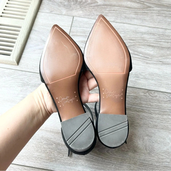 CROWN VINTAGE Valentinaa D'Orsay Black Leather Strappy Pumps - Picture 11 of 15